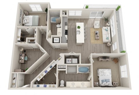 a 3d floor plan of a bedroom